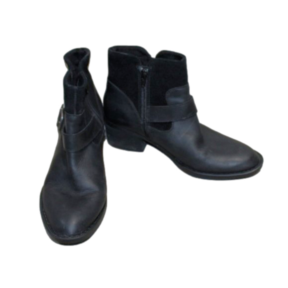 GUC LADIES BORN ANKLE BOOTS - 9M - BLACK LEATHER AND SUEDE